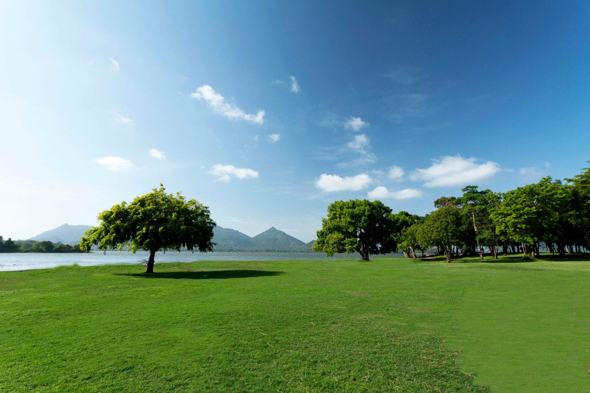 View of some mountains and the lake at Amaya Lake Dambulla