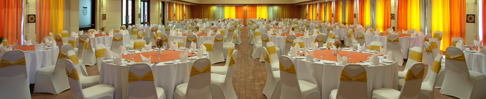 Grand ballroom of Amaya Hills Kandy prepared for large banquet.