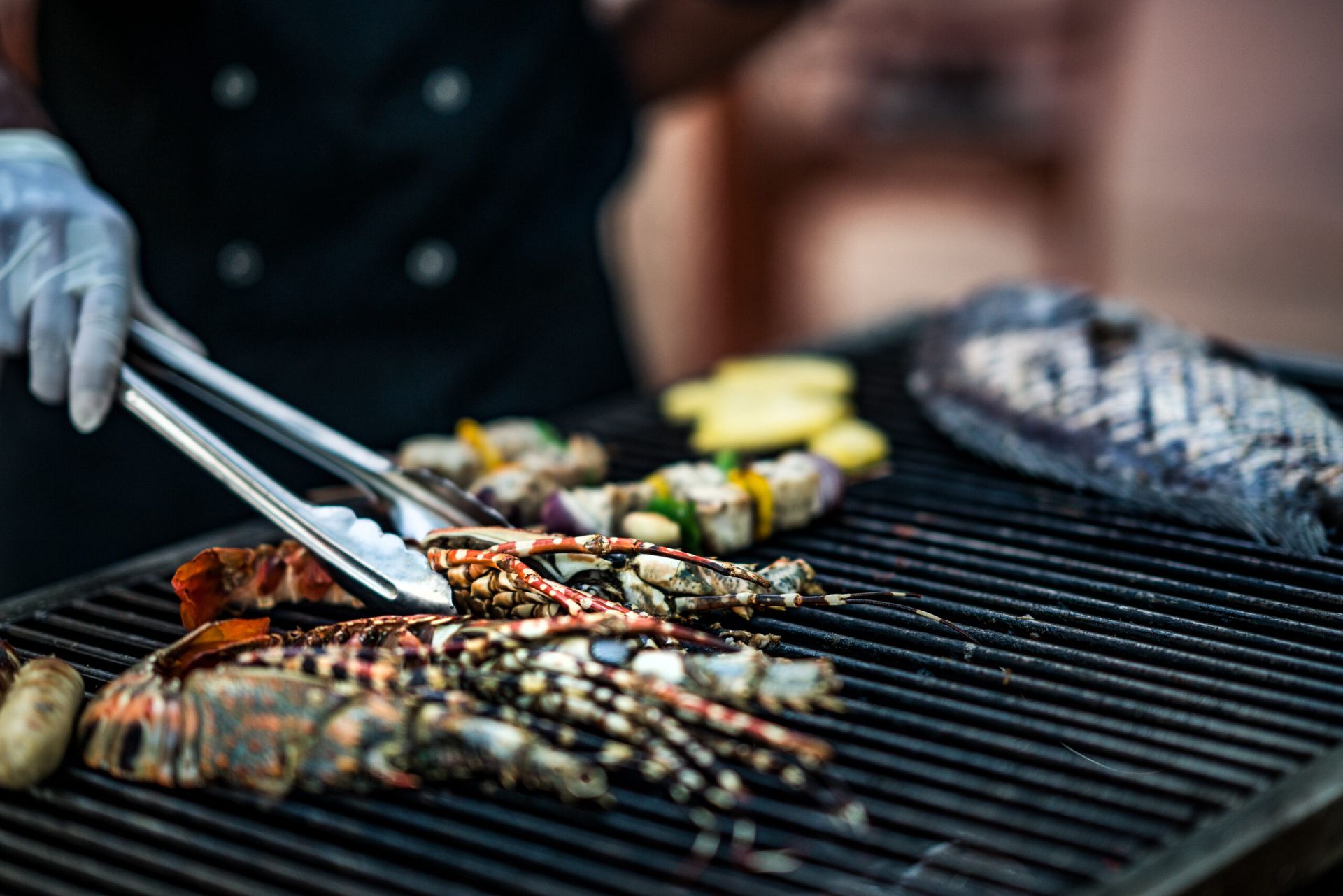 Seafood on a grill