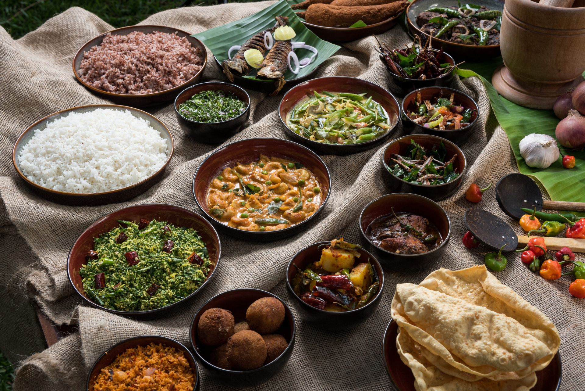 Traditional Sri Lankan rice and curry
