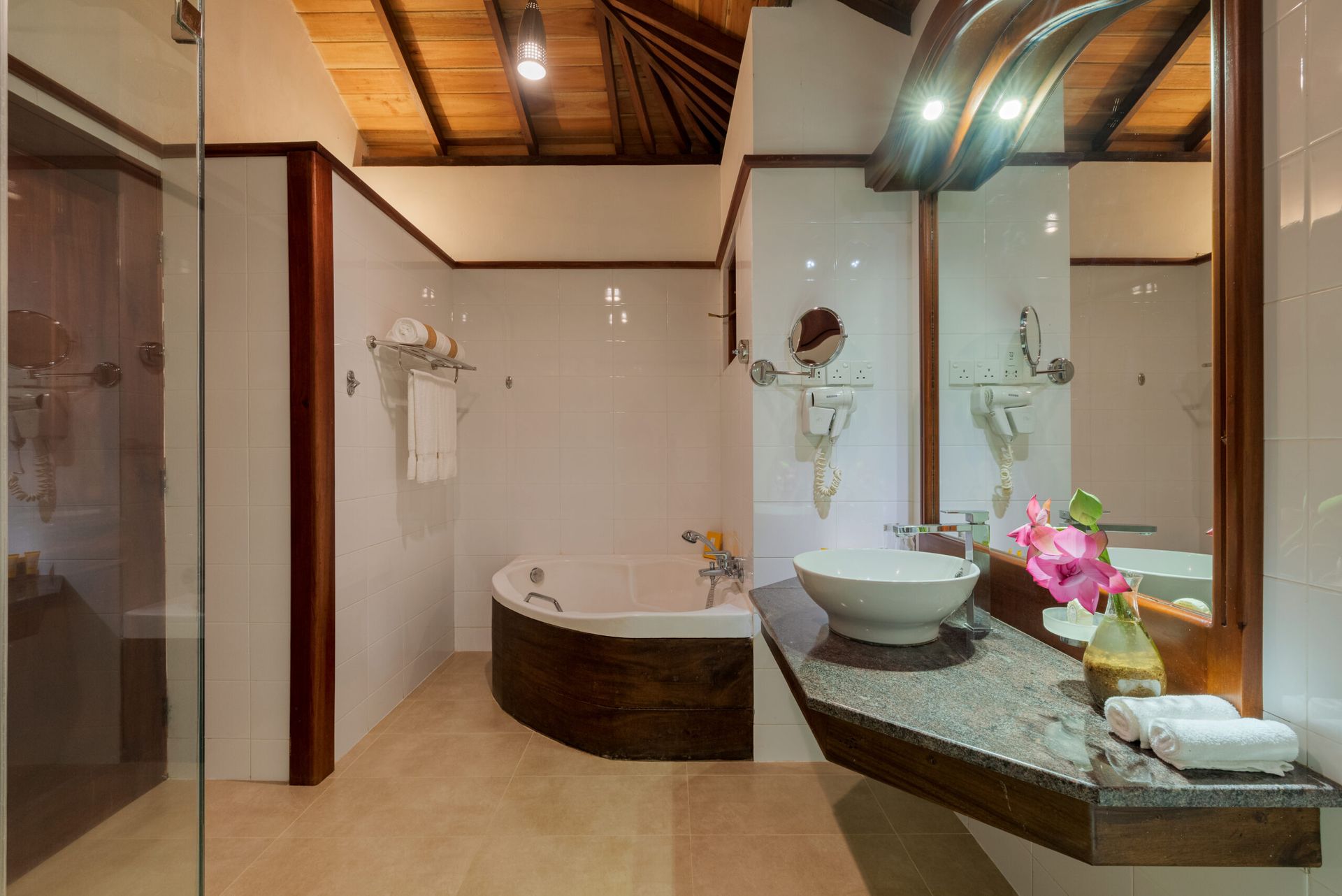 Bathroom of a standard villa at Amaya Lake Dambulla