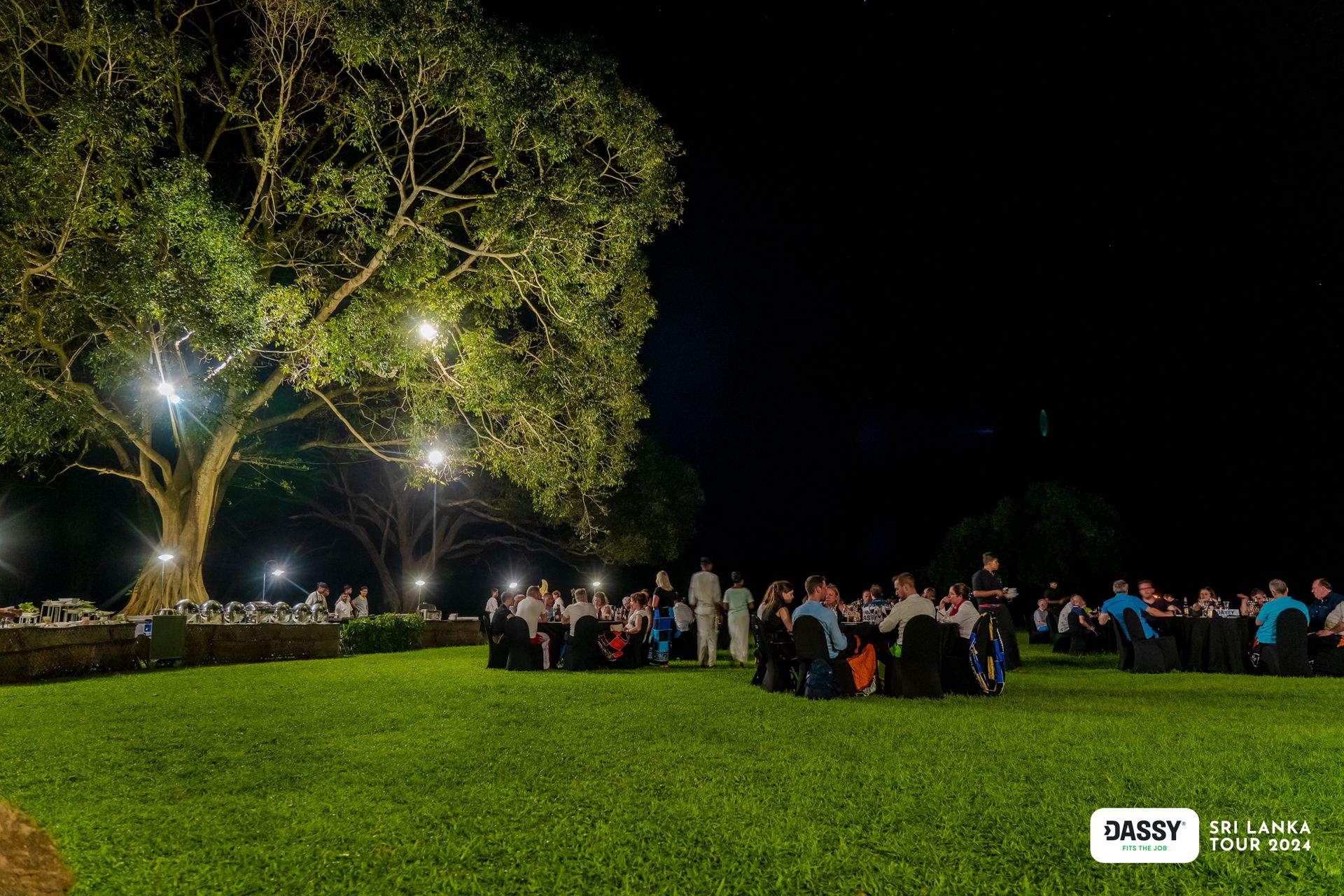 Crowded evening event on the lawn at Amaya Lake Dambulla