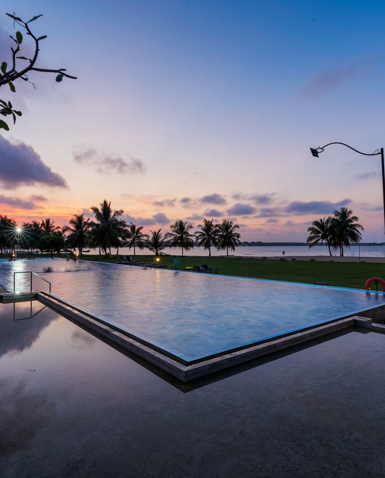 Poolside sunset view at Amaya Beach Pasikudah